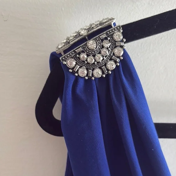 Lauren Ralph Lauren Blue Ruched One-Shoulder Gown - Picture 2 of 6